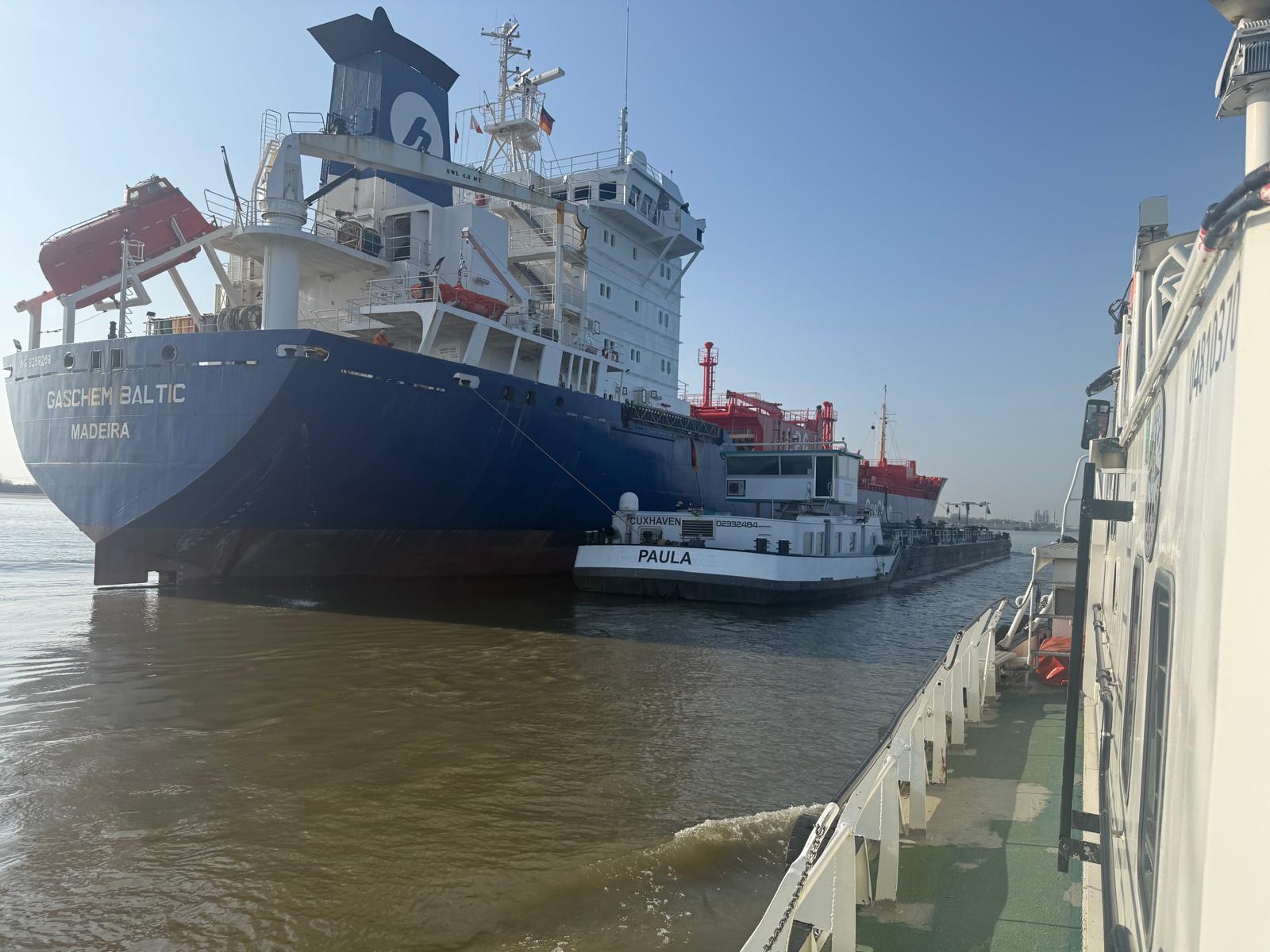 Draft marks read at the waterline during a draft survey